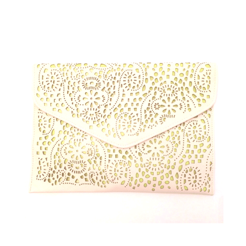Love by Taryn Michelle Ivory and Neon Green Clutch Bag