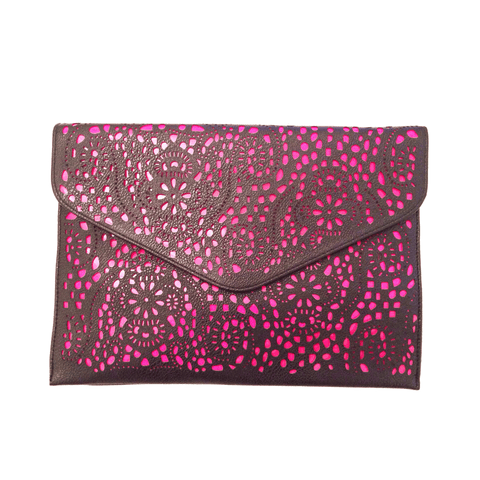 Love by Taryn Michelle Black and Neon Pink Clutch Bag