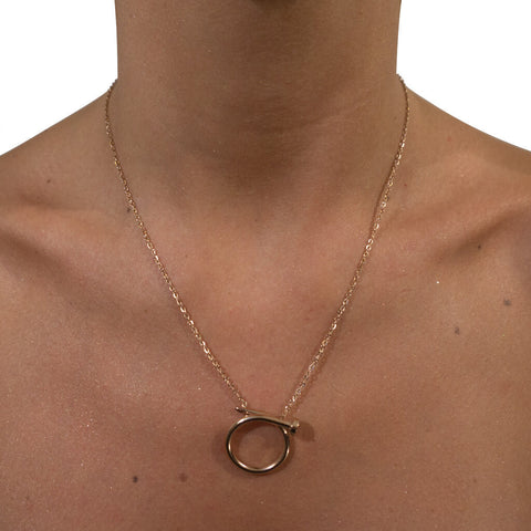 Romy mini bolt necklace on model