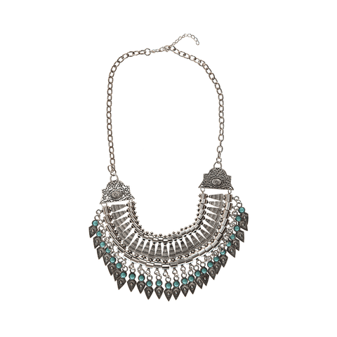 Cara silver necklace with aqua stones at LVBT