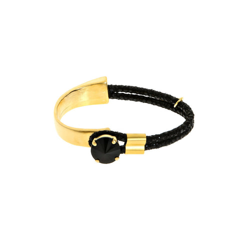 Hagar Satat Gold and Black Queen Stone Bracelet at LVBT