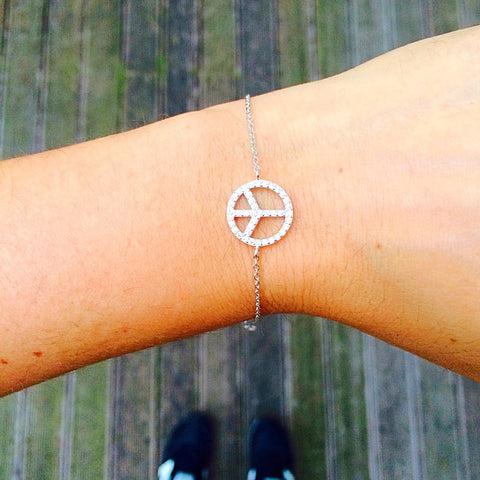 Silver Crystal Peace Bracelet