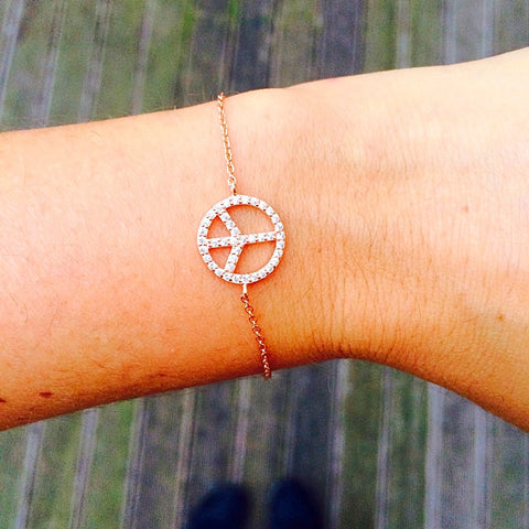 Rose Gold Crystal Peace Bracelet