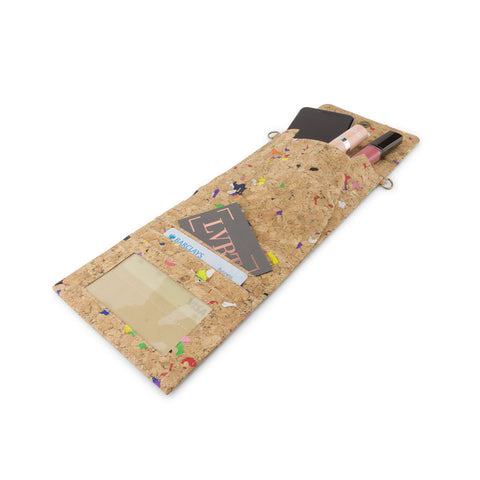 Multi-coloured cork travel wallet