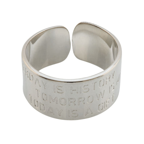 MYA BAY Silver Yesterday is History - Tomorrow is Mystery - Today is a Gift Ring at LVBT