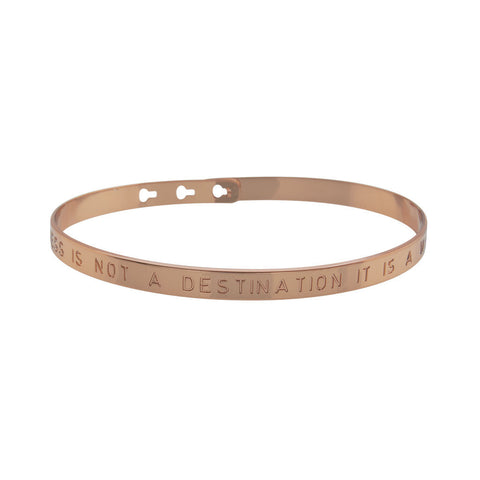 Rose Gold Happiness is not a destination Engraved Bracelet