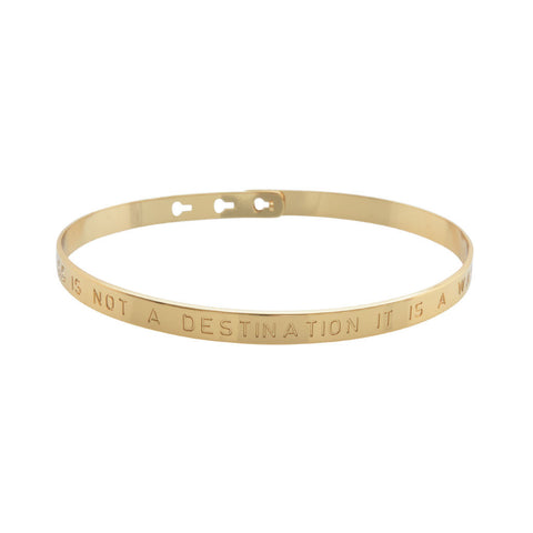Gold Happiness is not a destination Engraved Bracelet at LVBT