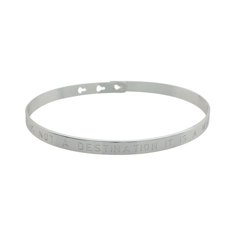 Silver Happiness is not a destination Engraved Bracelet