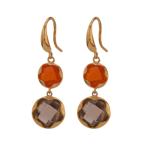 Jean Orange and Grey Stone Earrings
