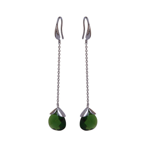 Marylou Silver and Emerald Green Stone Earrings