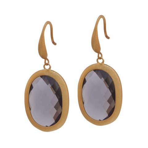 Trisha Gold and Grey Stone Earrings
