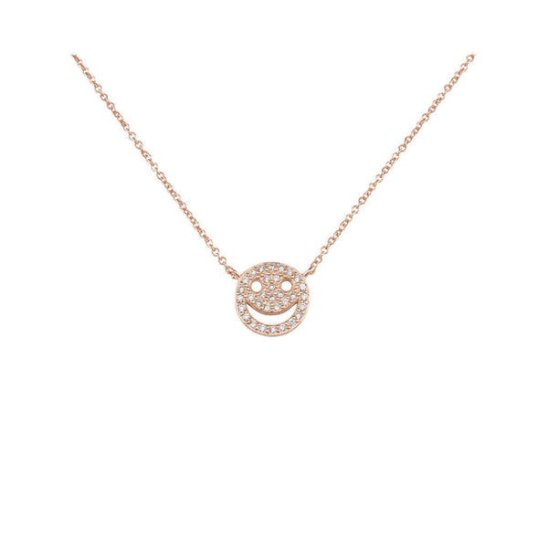 Rose Gold Crystal Smiley Face Necklace