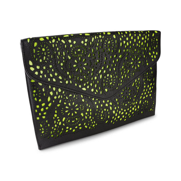 Michelle Black and Neon Yellow Clutch at LVBT