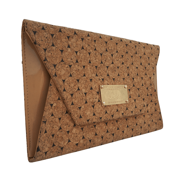 Emma Black Envelope Cork Clutch at LVBT