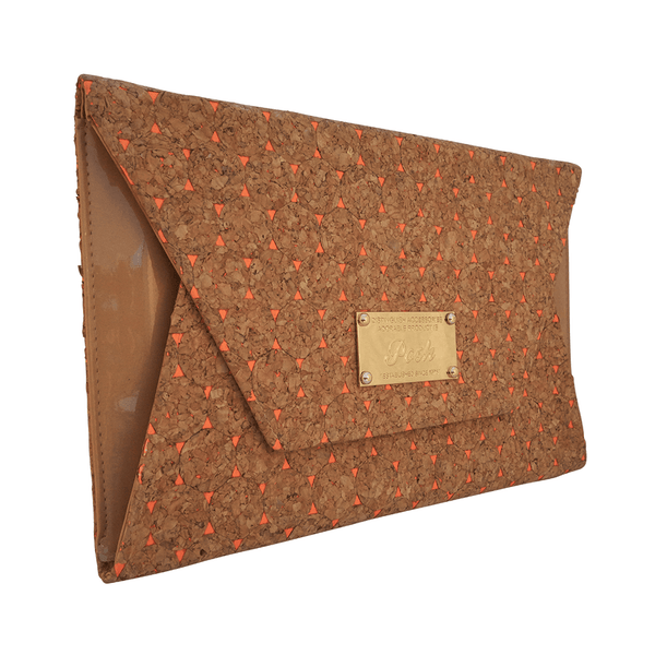 Emma Coral Envelope Cork Clutch at LVBT