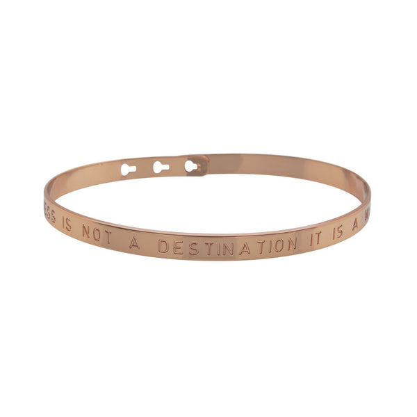 Rose Gold Happiness is not a destination Engraved Bracelet