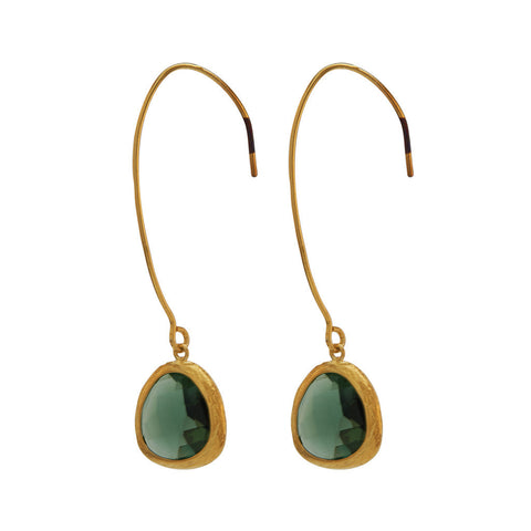 Sinead Gold and Green Stone Earrings
