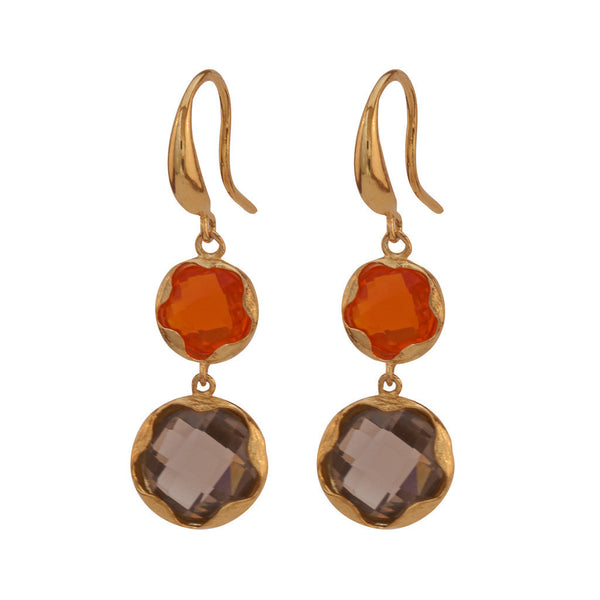 Jean Orange and Grey Stone Earrings