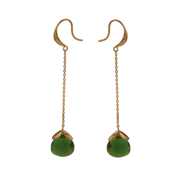 Marylou Gold and Emerald Green Stone Earrings