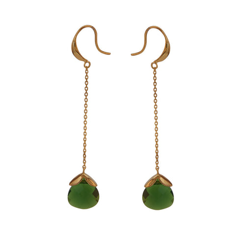 Marylou Gold and Emerald Green Stone Earrings