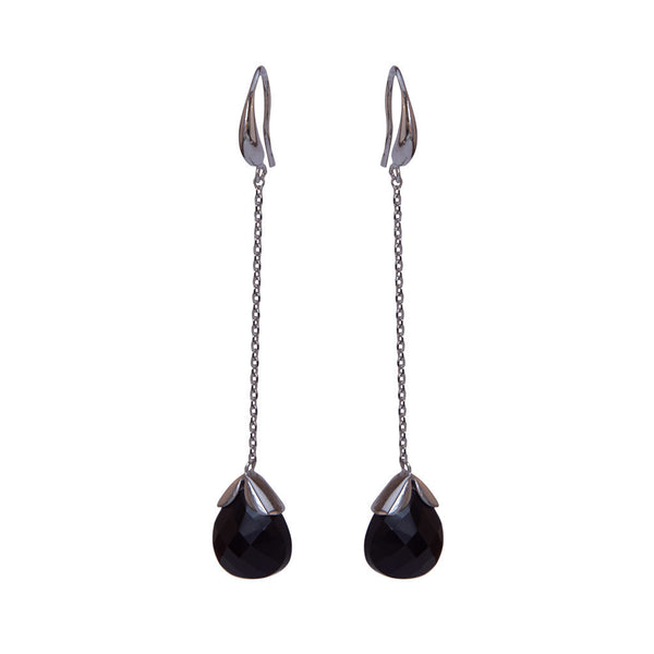 Marylou Silver and Black Stone Earrings