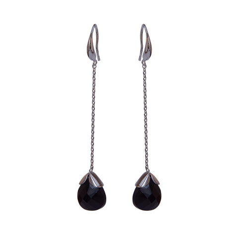 Marylou Silver and Black Stone Earrings