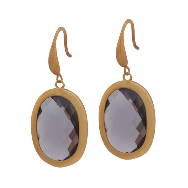 Trisha Gold and Grey Stone Earrings