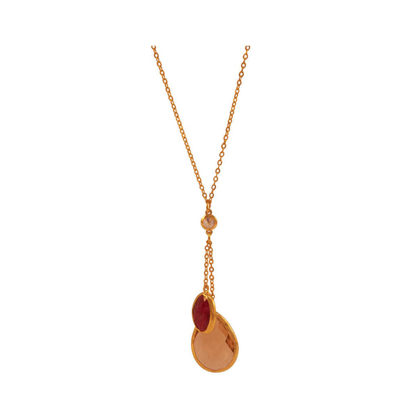 Pink Double Stone Necklace