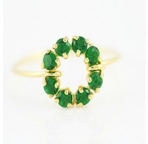 Callie gold and emerald green ring