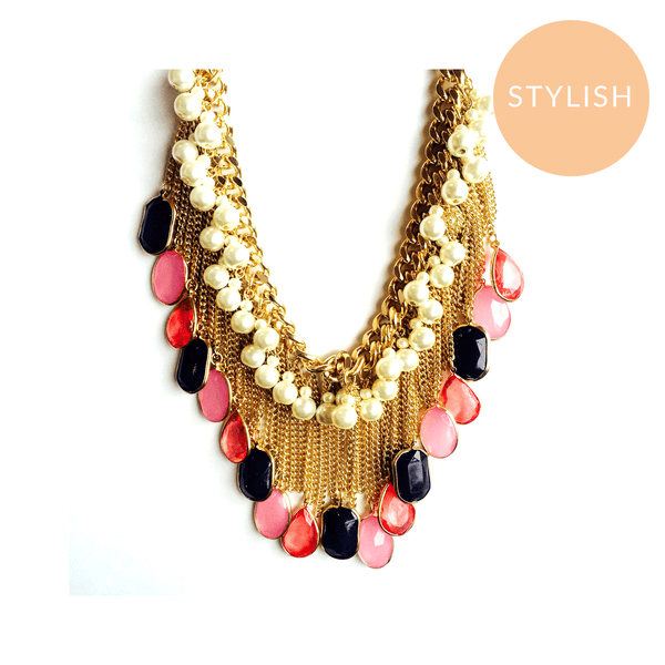 Cathy Dripping Gem Statement Necklace at LVBT