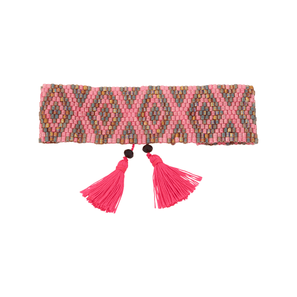 Neon Pink, Khaki & Gold Java Bracelet at LVBT