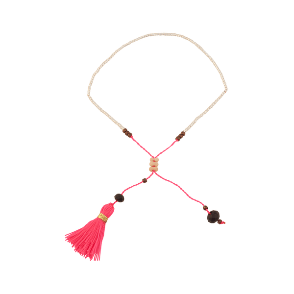 Neon Pink & Silver Pearls Kalam Bracelet at LVBT
